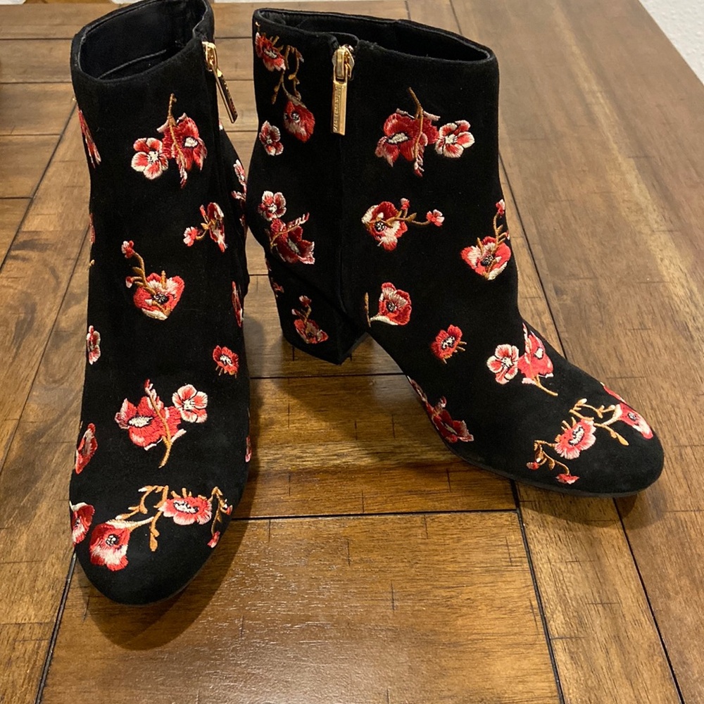 Karl Lagerfeld Black Floral Ankle Boots
